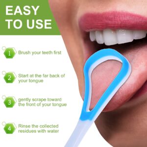 10 Pieces Tongue Scraper Tongue Cleaner Plastic Tongue Brush for Adults Oral Healthy Care, Pink Blue Green Purple Orange