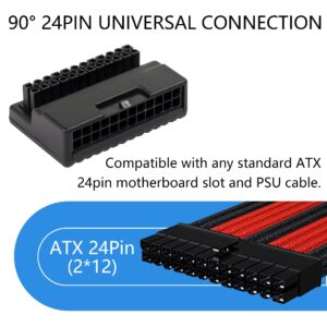 CERRXIAN 90 Degree ATX 24 Pin Adapter, Right Angle ATX 24pin Male to Female Power Adapter Board for Desktop Motherboard Power Supply