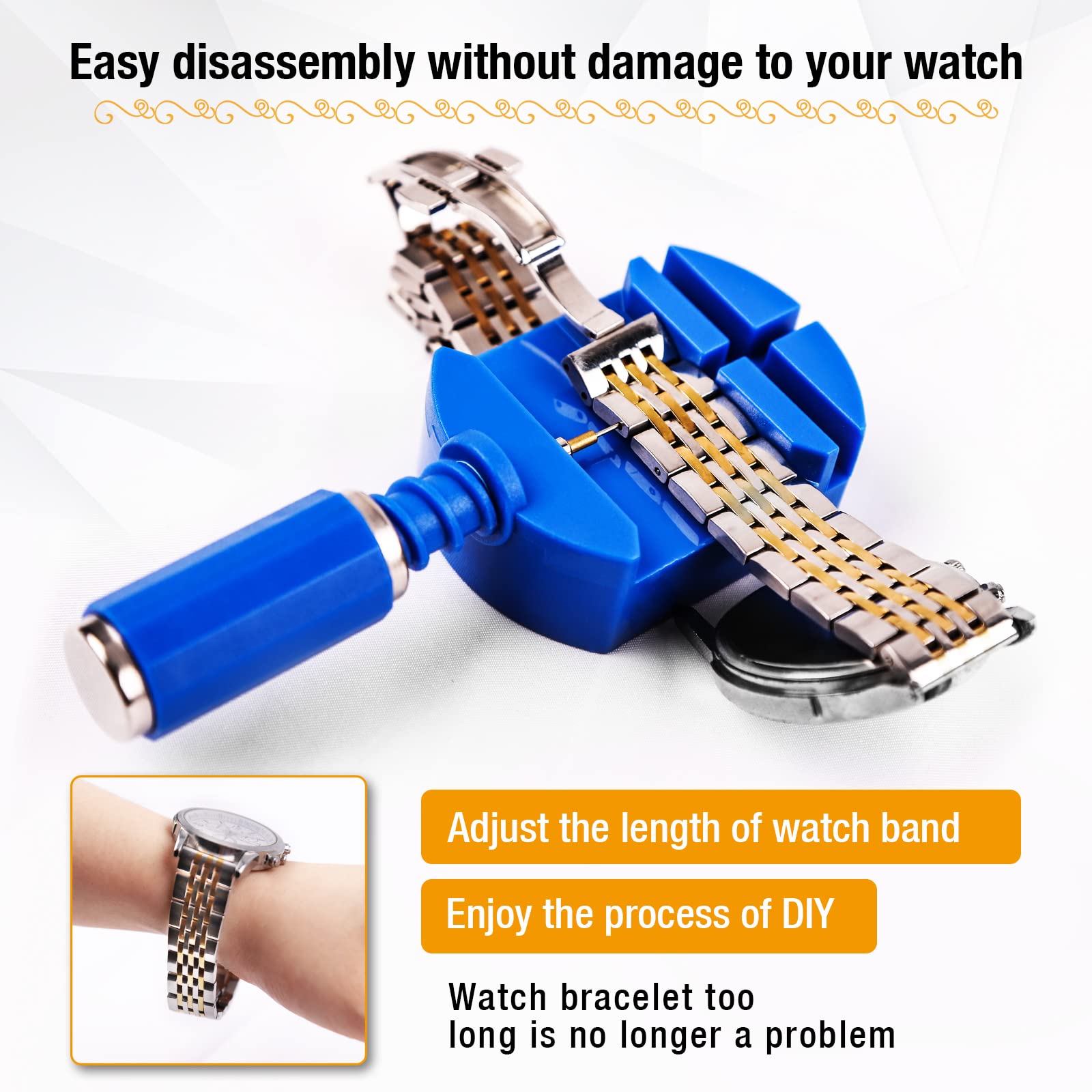 Watch Link Removal Tool Kit, BYNIIUR Watch Band Tool Strap Chain Pin Remover Repair Tool Kit for Watch Band Strap Adjustment, Watch Bracelet Sizing and Watch Repair