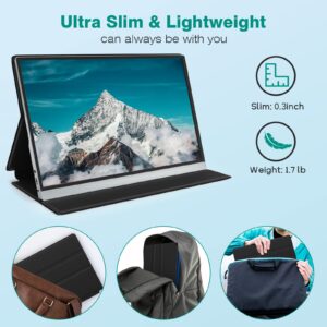 Portable Monitor for Laptop, INOO 15.8in FHD 1080P Laptop Monitor, Travel Second Monitor for Laptop, USB C Monitor with Smart Cover, External Screen for MacBook Computer Tablet Phone Xbox Switch PS5/4