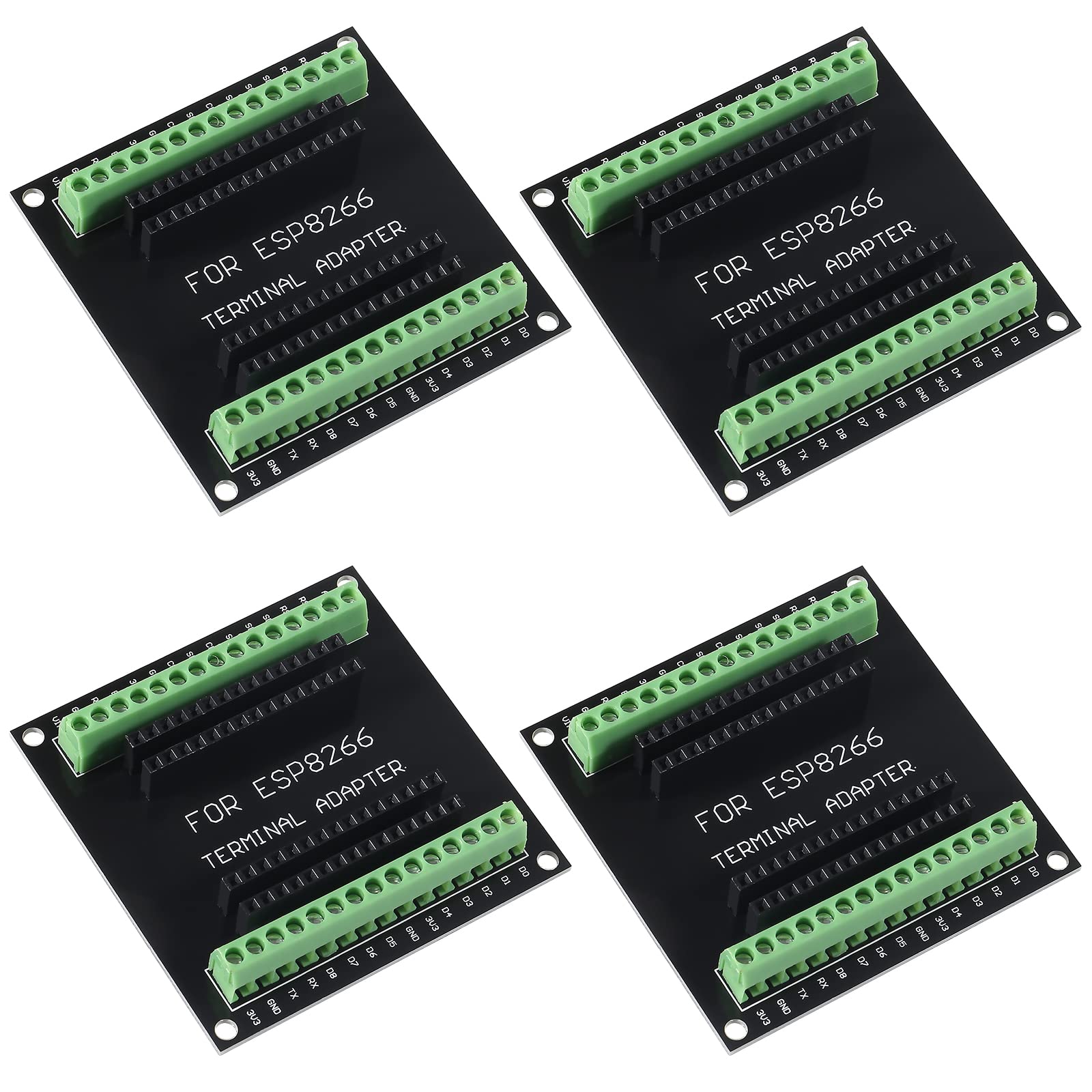 Diitao 4 Pack ESP8266 Development Board Breakout Board GPIO 1 into 2 for ESP8266 ESP-12E NodeMCU Breakout Board