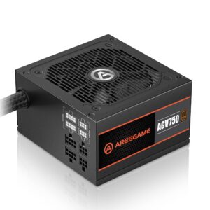 aresgame agv series 750w power supply, 80 plus bronze certified, semi modular power supply, 5 year warranty