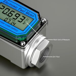 Turbine Flow Meter, Electronic Oil Flowmeter, Kerosene Gas Methanol Diesel Fuel Flow Digital Meter, 3/4" 10-100L/Min LCD Display BSPT/NPT with Battery