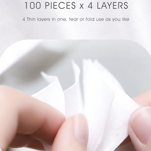 SHINO Multi Purpose Cotton Pads for Face, 4-Layer Cotton Pads Makeup Remover 100% Cotton Chemical Free Biodegradable 2" x 3" Sensitive Skincare Pads