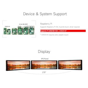 waveshare 7.9inch Capacitive Touch Display Compatible with Raspberry Pi 5/4B/3B+/3A+/CM3/3+/4 400×1280 Resolution IPS DSI Interface