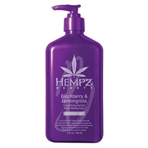 hempz body lotion - blackberry & lemongrass daily moisturizing cream, shea butter hand and body moisturizer - hemp lotion - skin care products, hemp seed oil - 17 oz.