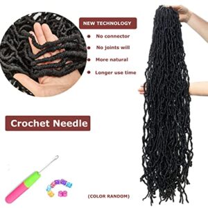 7 Packs Soft Locs 36 inch Goddess Locs Faux Locs Crochet Hair for Black Women Whole Strand Pre-looped Long New Locs Crochet Natural Black Locs Curly Braiding Hair Extension