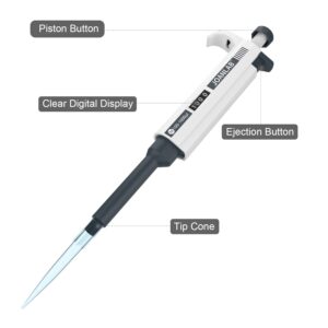 JOANLAB Micropipette 100-1000ul Manual Adjustable Single Channel Pipettes High Accurate Lab Pipettors with 200pcs Pipette Tips