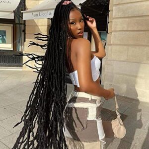 7 Packs Soft Locs 36 inch Goddess Locs Faux Locs Crochet Hair for Black Women Whole Strand Pre-looped Long New Locs Crochet Natural Black Locs Curly Braiding Hair Extension