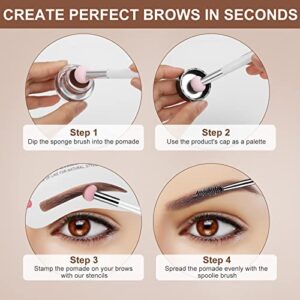 Eyebrow Stamp Stencil Kit for Beginner - Simpout Eye Brow Stamping Kit, Brow Stamp Trio Kit, 29 Brow Stencils, Brow Eyebrow Kit with Sponge Applicator, Waterproof Eyebrow Kit (E05 Dark Brown)