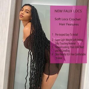 7 Packs Soft Locs 36 inch Goddess Locs Faux Locs Crochet Hair for Black Women Whole Strand Pre-looped Long New Locs Crochet Natural Black Locs Curly Braiding Hair Extension