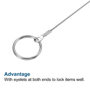 PATIKIL Stainless Steel Lanyard Cable 1.5mmx20cm, 6 Pack Eyelets Ended Security Wire Rope with 12 Pack Key Ring