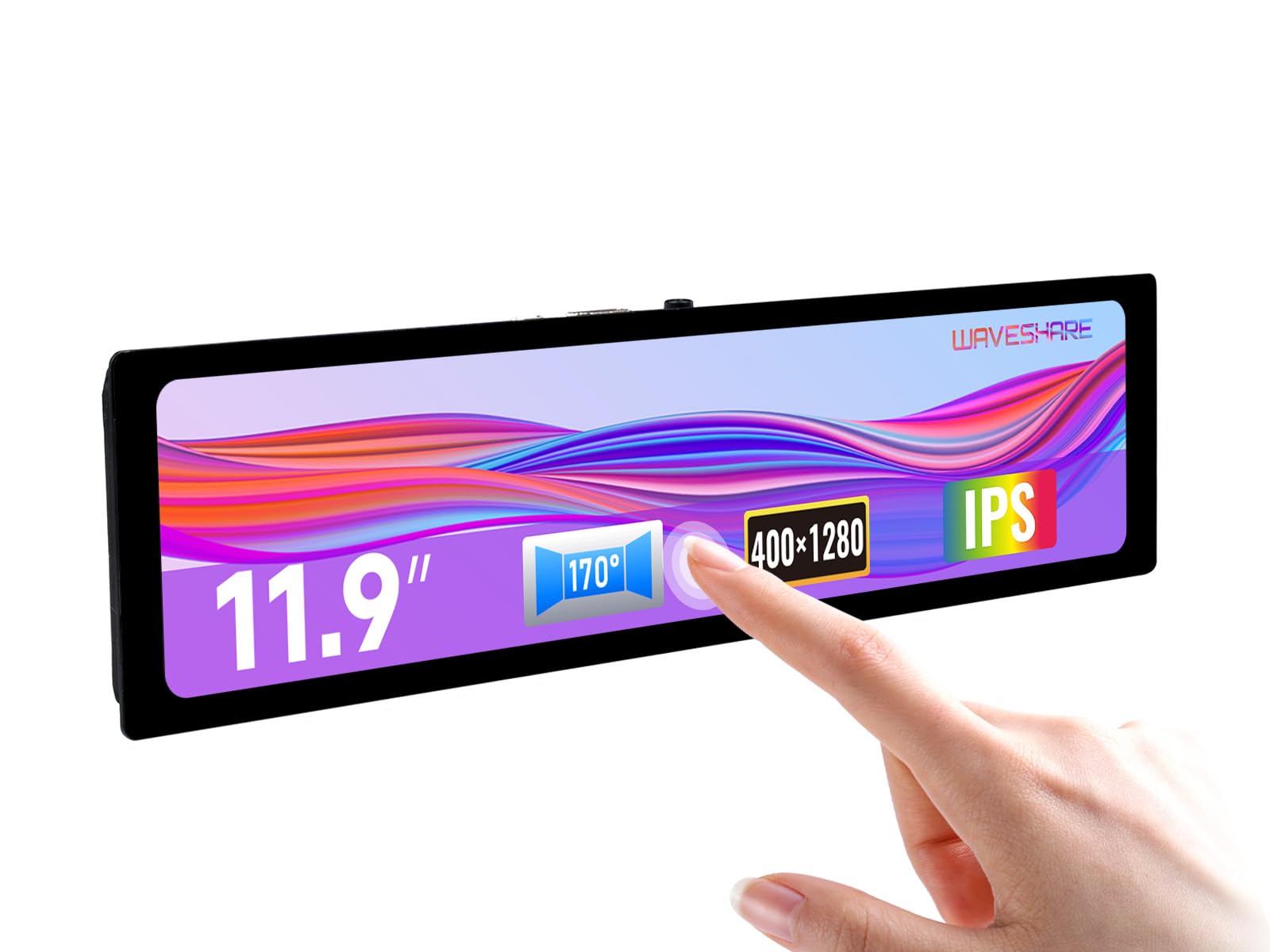 waveshare 11.9inch Capacitive Touch Display Compatible with Raspberry Pi 5/4B/3B/Zero/Zero W/Zero 2W/Pico/Pico W/Pico WH, 320×1480 Resolution IPS DSI Interface