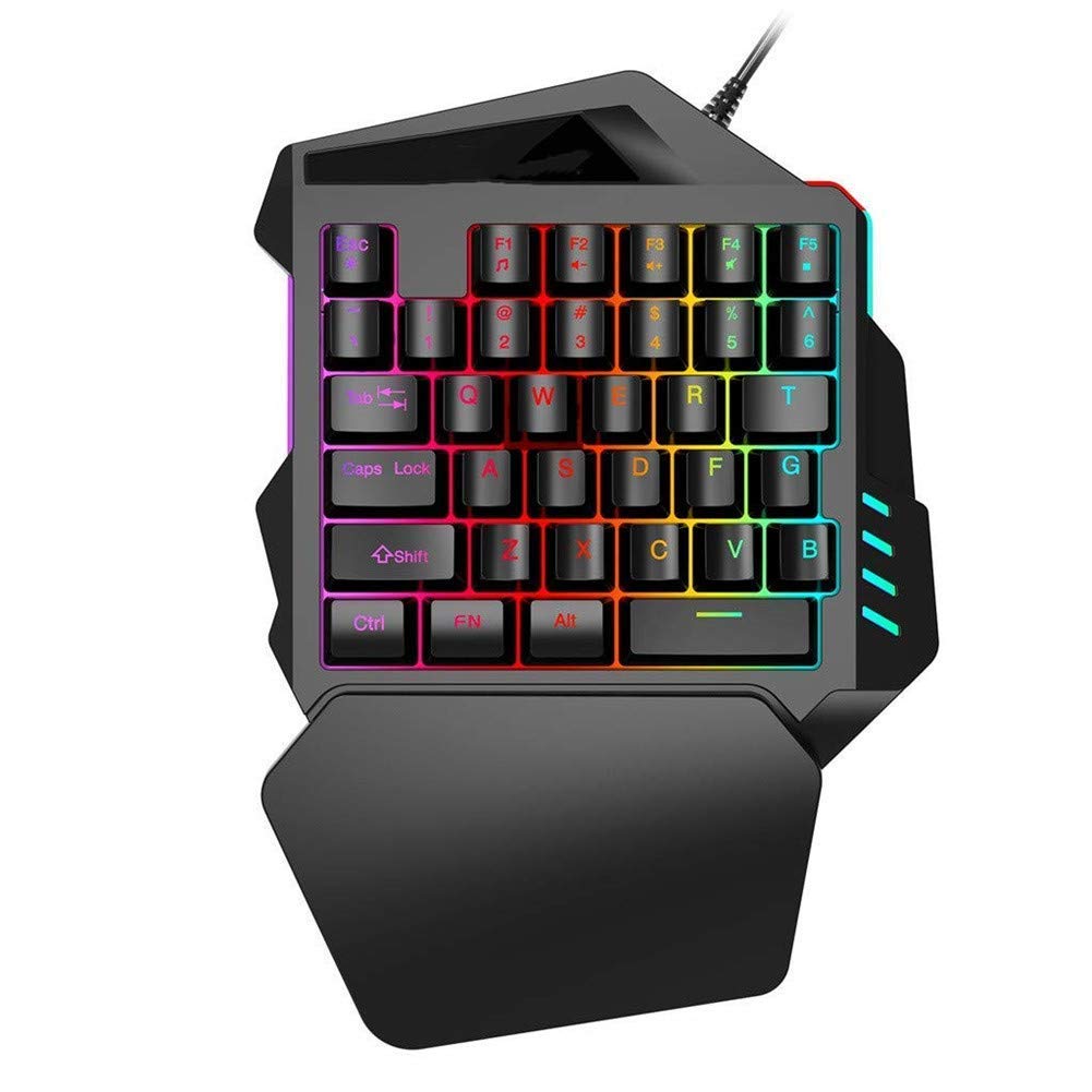 One Hand Gaming Keyboard,Wired Gaming Keyboard Backlight 35 Keys Mini LED Backlight Suitable for Games and Programming