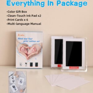 Zemiu Baby Handprint and Footprint XL Size Kit,2 Pcs Baby Handprint Ink Pads with Clean-Touch & 6 Imprint Cards Safe for Baby Keepsake,Pet Paw Print