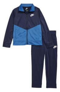 nike infant boy full zip track jacket & jogger pants 2 piece set (midnight navy(86f192-u90)/white, 24 months)