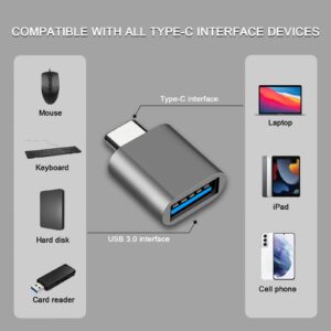 USB C to USB Adapter, Type C Thunderbolt 4 OTG Converter, USB C Male to USB 3.0 Female Adapter (3-Pack) for Apple MacBook Pro, Mac Book, iPad, Samsung Galaxy S20-S23 and More (Black/Grey/Silver)