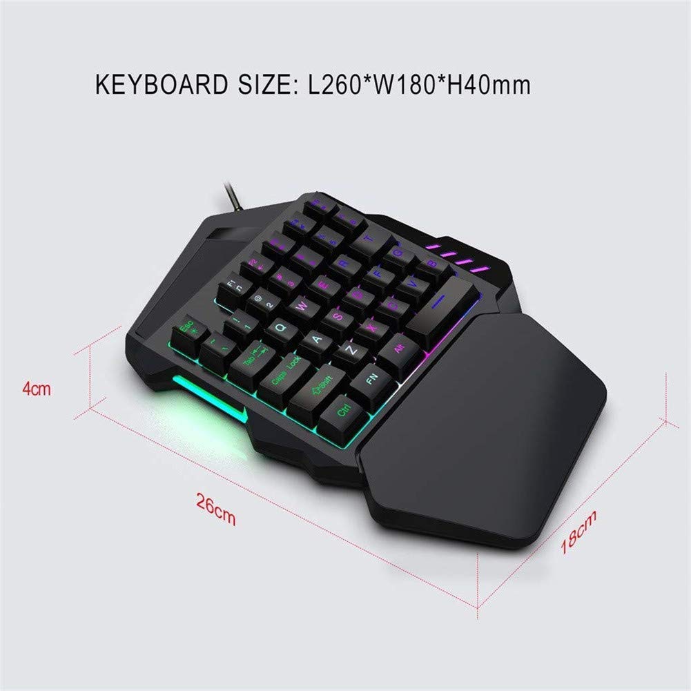 One Hand Gaming Keyboard,Wired Gaming Keyboard Backlight 35 Keys Mini LED Backlight Suitable for Games and Programming