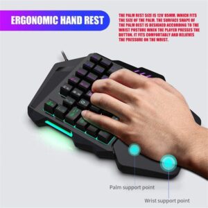 One Hand Gaming Keyboard,Wired Gaming Keyboard Backlight 35 Keys Mini LED Backlight Suitable for Games and Programming