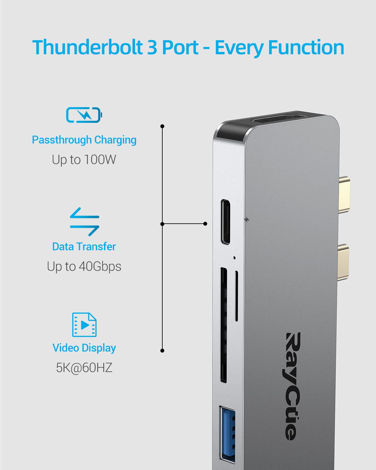 USB C Adapters for MacBook Pro, MacBook Air M1 USB Accessories with 4K HDMI, Thunderbolt 3 Charging Port, 3 USB 3.0, SD/TF Card Reader, MacBook Pro USB Adapter for MacBook Pro/MacBook Air 2020-2016