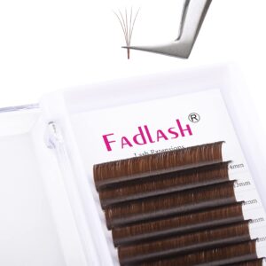 brown lash extensions easy fan volume lashes colored lash extensions c/d curl volume lash extension 0.07 fadlash self fanning eyelash extensions (dark brown-0.07c, 8-14mm)