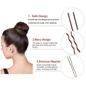 BEoffer U Shaped Hair Pins, 200 Count of Buns Waved Hair Pins for Women Girls with Box for Updos French Twists, Bobby Pins Hairgrip Hair Grip Hairclip Bulk Hair Accessories (Brown, 2.4 Inch)