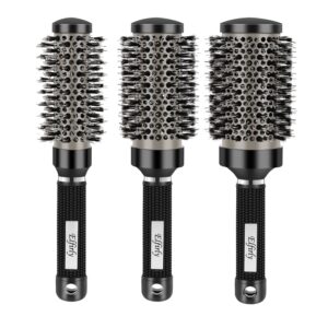 elfirly round brush for blow drying, ionic tech thermal ceramic round hair brush for blow out, barrel brush with boar bristles for hair curling, styling (3 pack - barrel 1.3 inch, 1.7 inch, 2.1 inch)