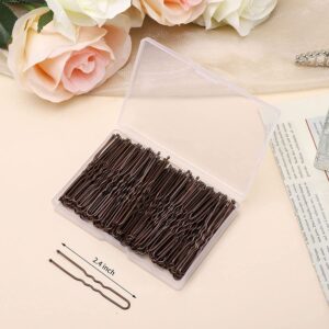 BEoffer U Shaped Hair Pins, 200 Count of Buns Waved Hair Pins for Women Girls with Box for Updos French Twists, Bobby Pins Hairgrip Hair Grip Hairclip Bulk Hair Accessories (Brown, 2.4 Inch)