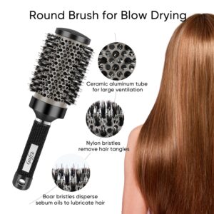 Elfirly Round Brush for Blow Drying, Ionic Tech Thermal Ceramic Round Hair Brush for Blow Out, Barrel Brush with Boar Bristles for Hair Curling, Styling (3 Pack - Barrel 1.3 inch, 1.7 inch, 2.1 inch)