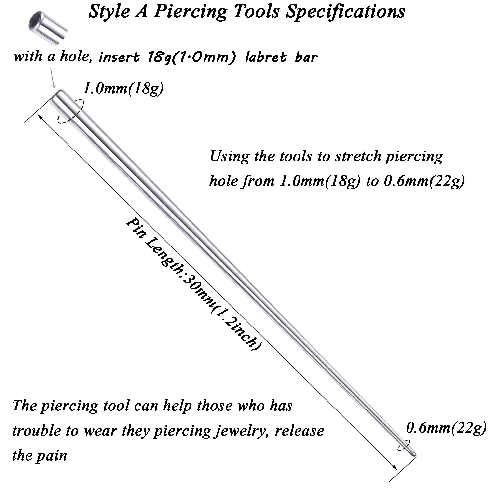 MILACOLATO G23 Titanium Piercing Taper Insertion Pins 18G Taper Piercing Kits for Ear/Nose/Navel/Nipple/Lip/Eyebrow/Tongue/Tragus Helix Stretcher Body Piercing Stretching Kit Assistant Tools