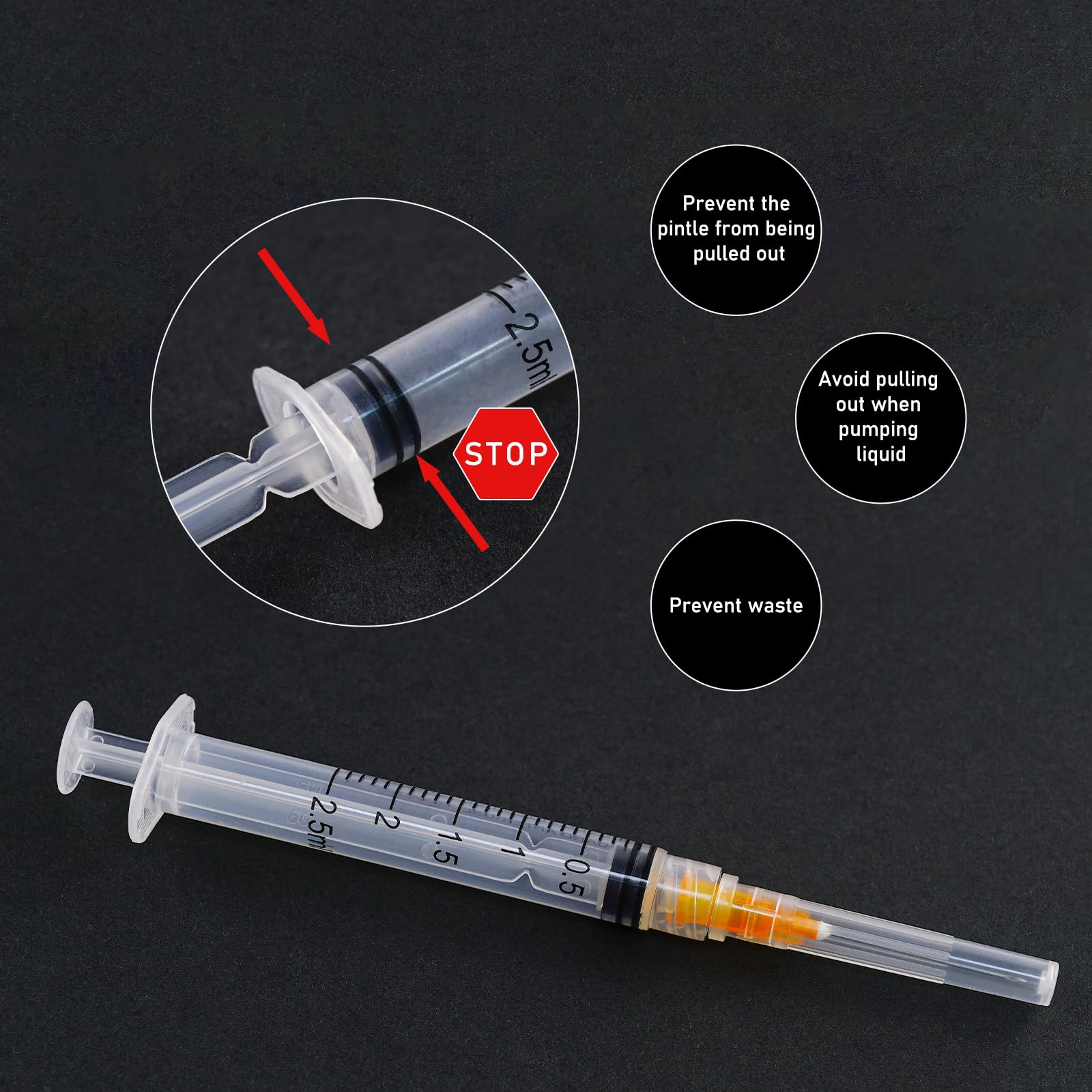 2ml Luer Lock Syringe With 25 Gauge 1 Inch Needle,Disposable Individual Package,Pack of 20