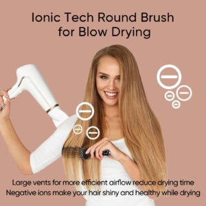 Elfirly Round Brush for Blow Drying, Ionic Tech Thermal Ceramic Round Hair Brush for Blow Out, Barrel Brush with Boar Bristles for Hair Curling, Styling (3 Pack - Barrel 1.3 inch, 1.7 inch, 2.1 inch)