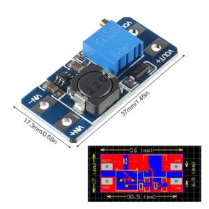 Diitao 20PCS Adjustable Step Up Converter MT3608 DC-DC Step Up Boost Power Converter 2A Modules Step Up Adjustable Voltage Regulator Board Input Voltage 2-24V to 5V-28V Output Voltage