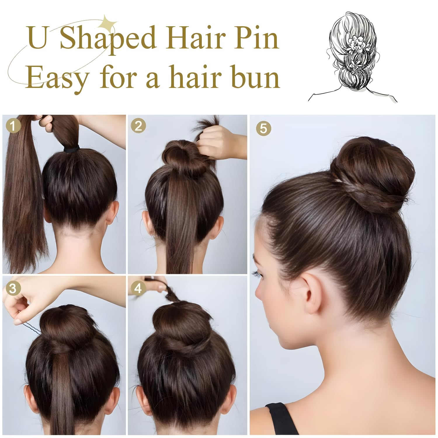 BEoffer U Shaped Hair Pins, 200 Count of Buns Waved Hair Pins for Women Girls with Box for Updos French Twists, Bobby Pins Hairgrip Hair Grip Hairclip Bulk Hair Accessories (Brown, 2.4 Inch)