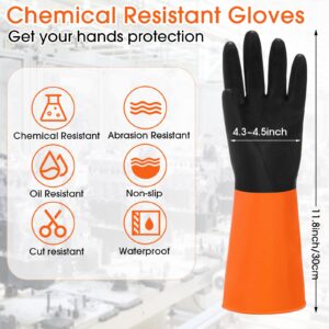 8 Pairs Chemical Resistant Gloves Heavy Duty Industrial Rubber Gloves Waterproof Non Slip Reusable Protective Work Gloves Chemical Gloves for Household Industrial Chemical