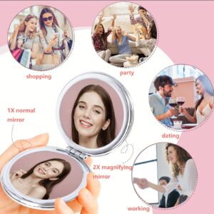 Acedada Compact Mirror, Pocket Mirror, Small Mirror for Purse, Portable Mini Travel Makeup Mirror, Folding Handheld Double-Sided 1x/2x Magnifying Compact Mirror for Women Girls - Eye