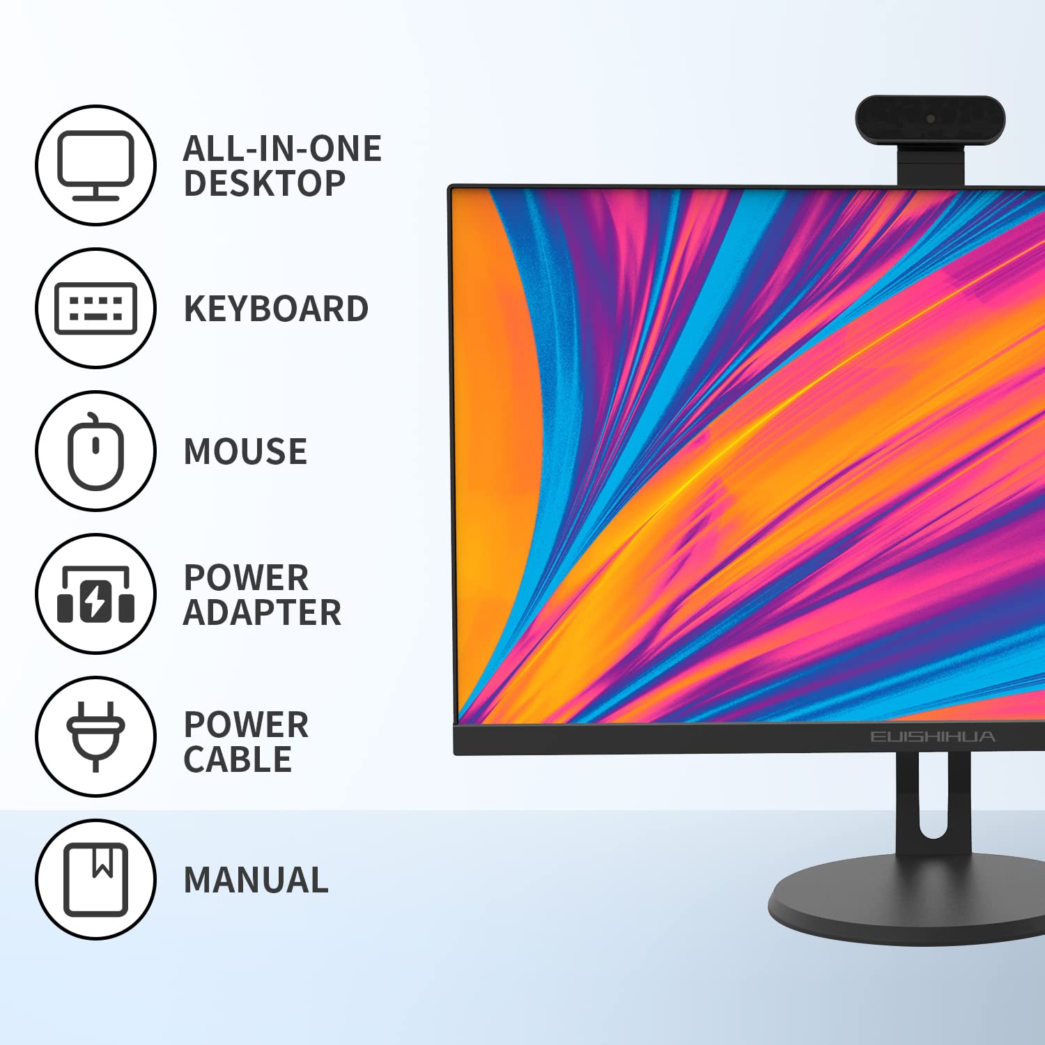 EUISHIHUA 24” All-in-one Computer Touchscreen, i7 Quad-Core Desktop Computer with Camera, 16G Ram 512G SSD IPS HD Display, WiFi Bluetooth for Home Entertainment Business Office (i7_Black)