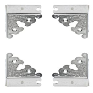 UTALIND 20 PCS Flower Shape Decorative Corner Protectors, Metal Book Corner Guards Covers for Album Jewelry Box Wooden Case Desk, 1.3"x1.3"x0.5"(Silver)