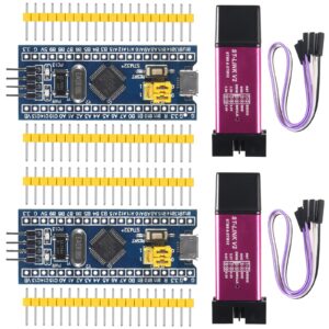 alinan 2pcs st-link v2 programming unit emulator downloader(random color)+2pcs stm32f103c6t6 minimum system development board with imported chip stm32 arm core learning board module