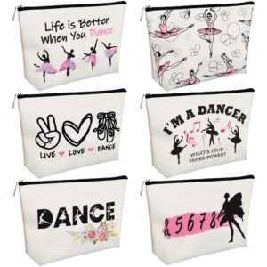 Gerrii 6 Dance Makeup Bag Dancer Cosmetic Bags Recitals Dance Team Gifts Ballet Toiletry Zipper Pouch Portable Ballerina Travel Case Accessories for Women Girl Dance Lover Dance Team(Classic)