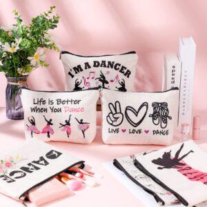 Gerrii 6 Dance Makeup Bag Dancer Cosmetic Bags Recitals Dance Team Gifts Ballet Toiletry Zipper Pouch Portable Ballerina Travel Case Accessories for Women Girl Dance Lover Dance Team(Classic)