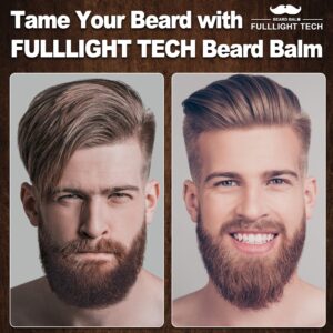 FULLLIGHT TECH Beard Balm, 2 Pack - Citrus Scent - Coconut, Argan, Jojoba Oils - Styles, Hydrates & Smooths Beards & Mustaches - Beard Styling Balm - Gifts for Men