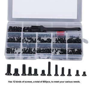 Electronic Repair Screws, Carbon Steel Flat Head Computer Screws, Accurate Distribution of 600 Different Measurements for Electronic Equipment