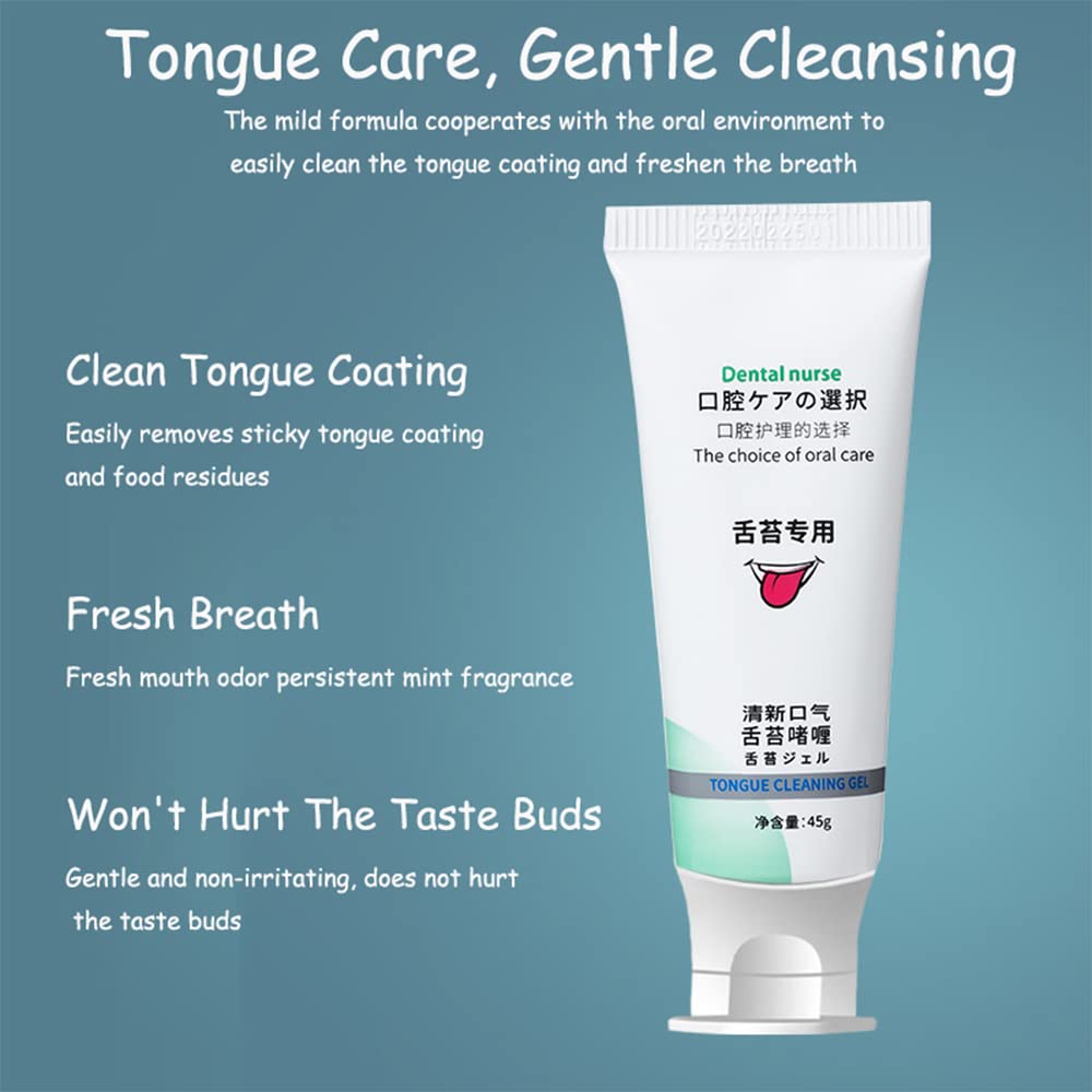 Tongue Cleansing Gel, Tongue Cleaner Brush Kit, Tongue Scraper, Scrubber, Fight Bad Breath, Oral Deodorant, Fresh Mint, Mouth Odor Eliminator, Mild and Non-irritating (Set of 1)