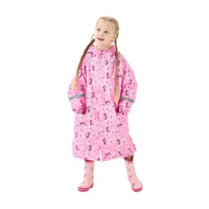 Fewlby Kids Raincoats For Girls Boys Unicorn Cartoon Toddler Rain Wear Children Waterproof Raincoat Jacket Poncho M Size 7-10 Years