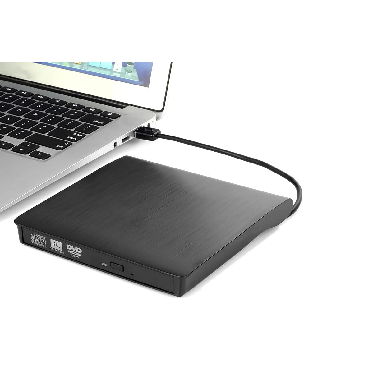 intendvision External CD DVD Drive USB 3.0 Portable Fits for DVD-R DVD-RW DVD+R DVD+RW DVD-ROM, DVD Player, CD Burner Black for PC Laptop Computer Mac OS Windows 11/10/8/7