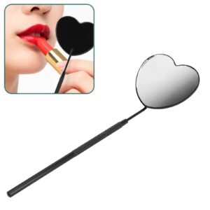 lash mirror, detachable heart shape eyelash mirror with knurled handle, 45° angle design hand mirror, for eyelash extension, lipstick and mascara applying, eyeliner drawing