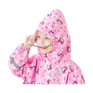 Fewlby Kids Raincoats For Girls Boys Unicorn Cartoon Toddler Rain Wear Children Waterproof Raincoat Jacket Poncho M Size 7-10 Years