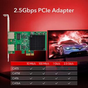 Dual-Port 2.5GBase-T PCIe Network Adapter RTL8125B 2500/1000/100Mbps PCI Express Gigabit Ethernet NIC Card RJ45 LAN Controller