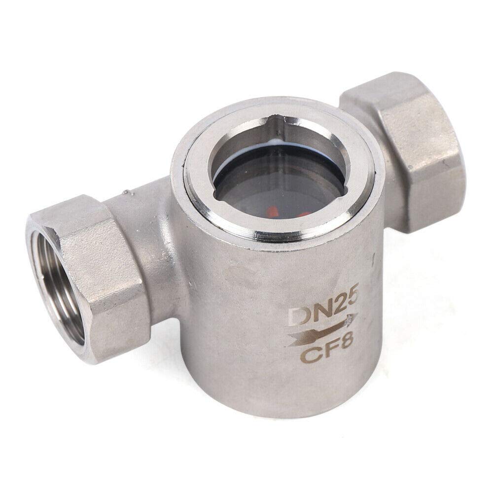 Sight Water Flow Indicator with Plastic Impeller, 1" NPT Female Thread Stainless Steel 304 Sight Water Flow Indicator